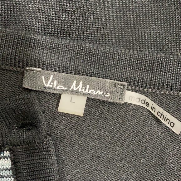 VILA MILANO gray and black space dye button up cardigan sweater Large - Picture 5 of 6